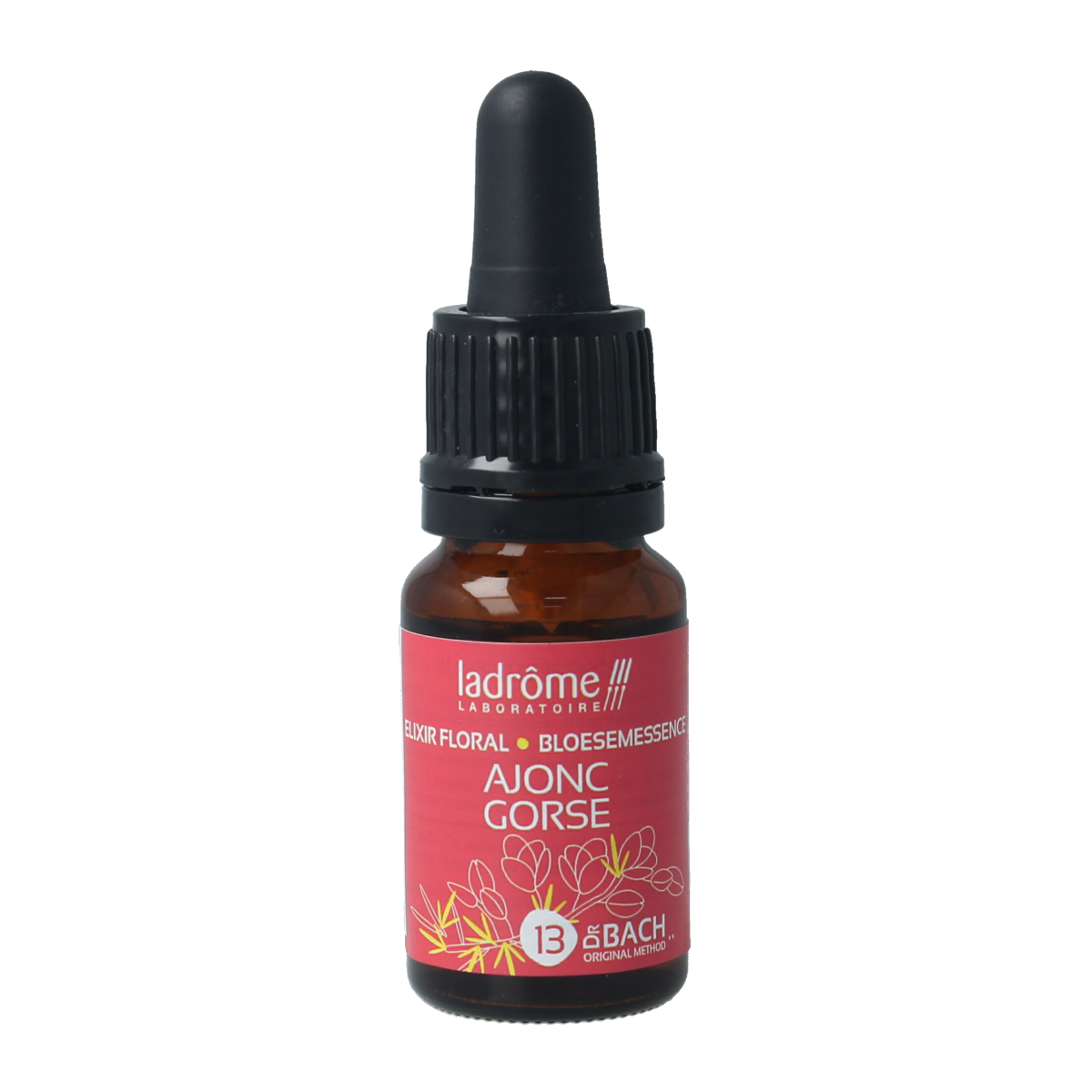 Ladrome Gorse bio herbal supplement bottle, 10 ml, in natural packaging, showcasing the Ladrome brand and herbal preparation.