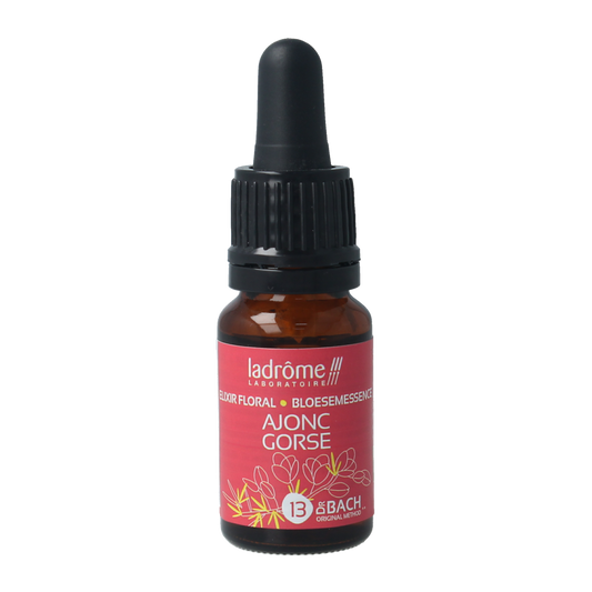 Ladrome Gorse bio herbal supplement bottle, 10 ml, in natural packaging, showcasing the Ladrome brand and herbal preparation.