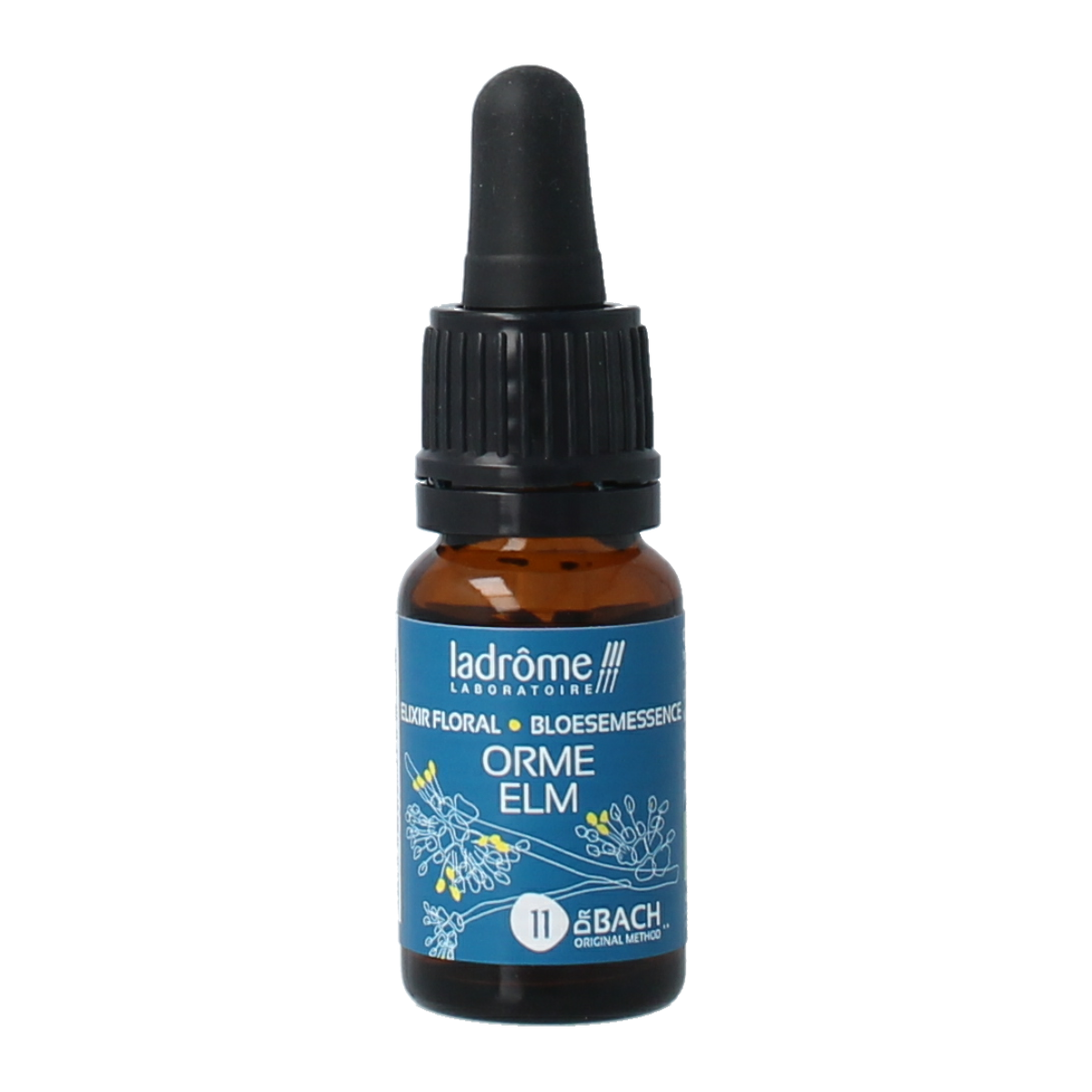 Ladrome Bloesemessence Elm bio herbal preparation in a 10ml bottle, with natural herbal ingredients and packaging visible.