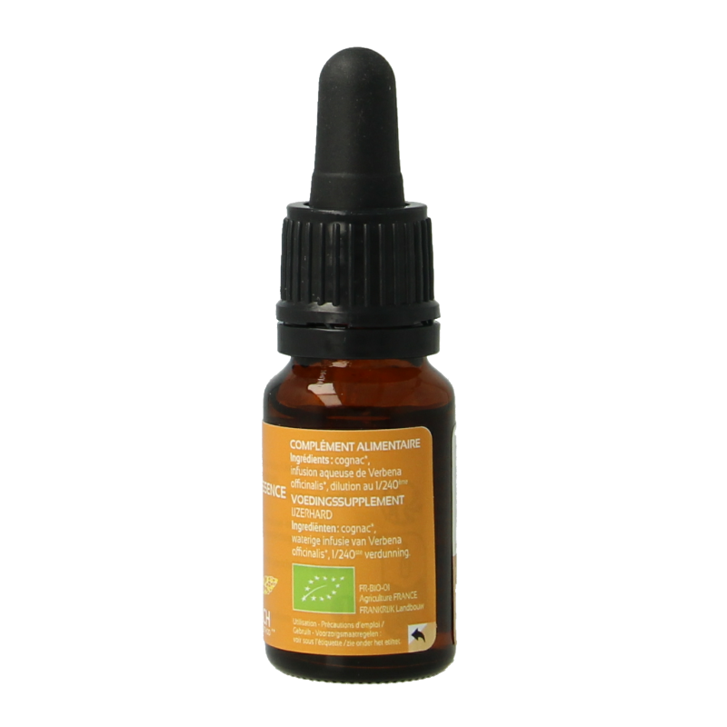 Ladrome Vervain bio herbal preparation in a 10ml bottle, natural herbal remedy from Ladrome, with herbal leaves and packaging.