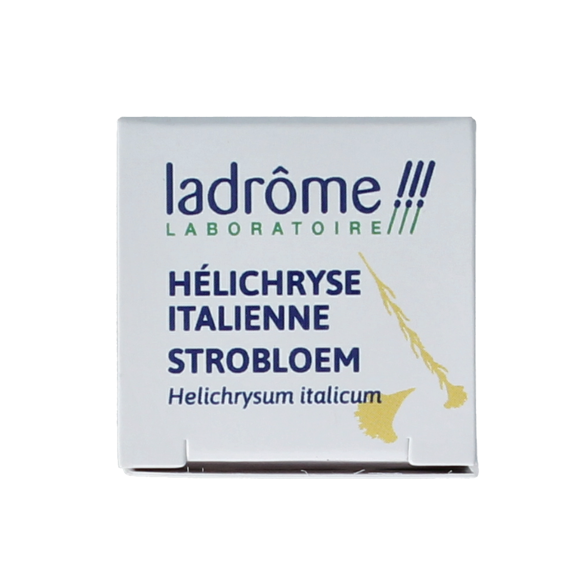 Ladrome Strobloem bio essential oil in a 5ml bottle, natural etherische olie with a vibrant floral label, for aromatherapy use.