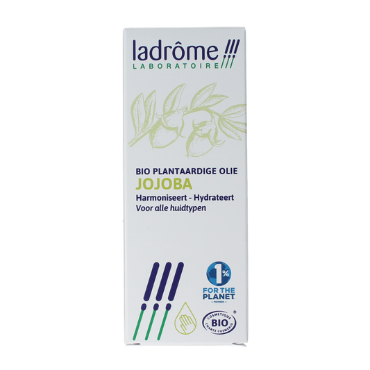 Ladrome Jojobaolie in 100ml bottle, natural body care product, golden liquid jojoba oil for skin nourishment