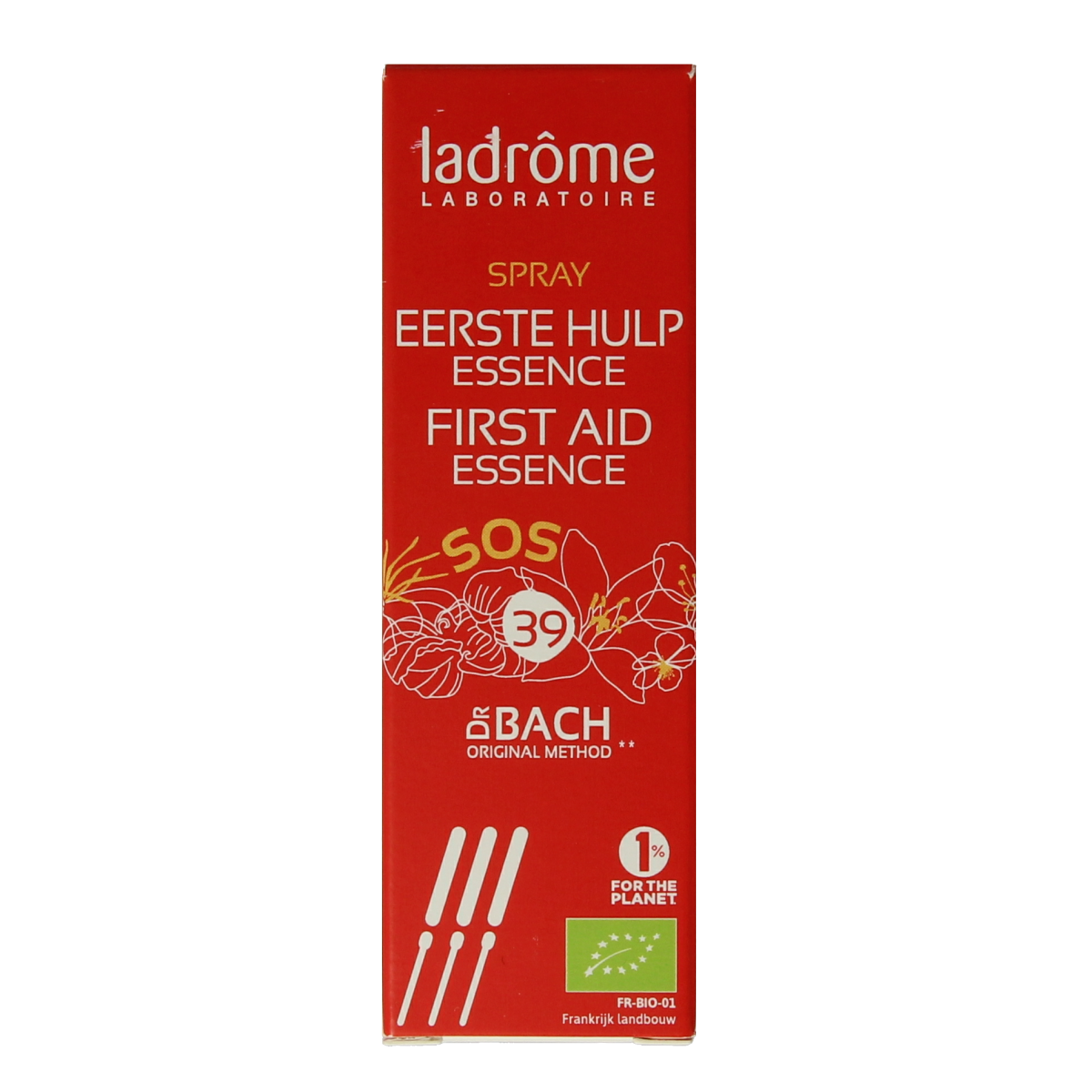 Ladrome First Aid Eerste Hulp Spray 39 Bio herbal remedy in a 20ml spray bottle, designed for quick relief of minor injuries.