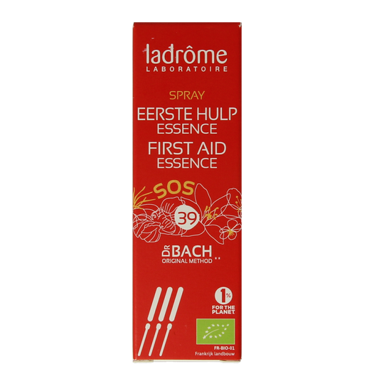Ladrome First Aid Eerste Hulp Spray 39 Bio herbal remedy in a 20ml spray bottle, designed for quick relief of minor injuries.
