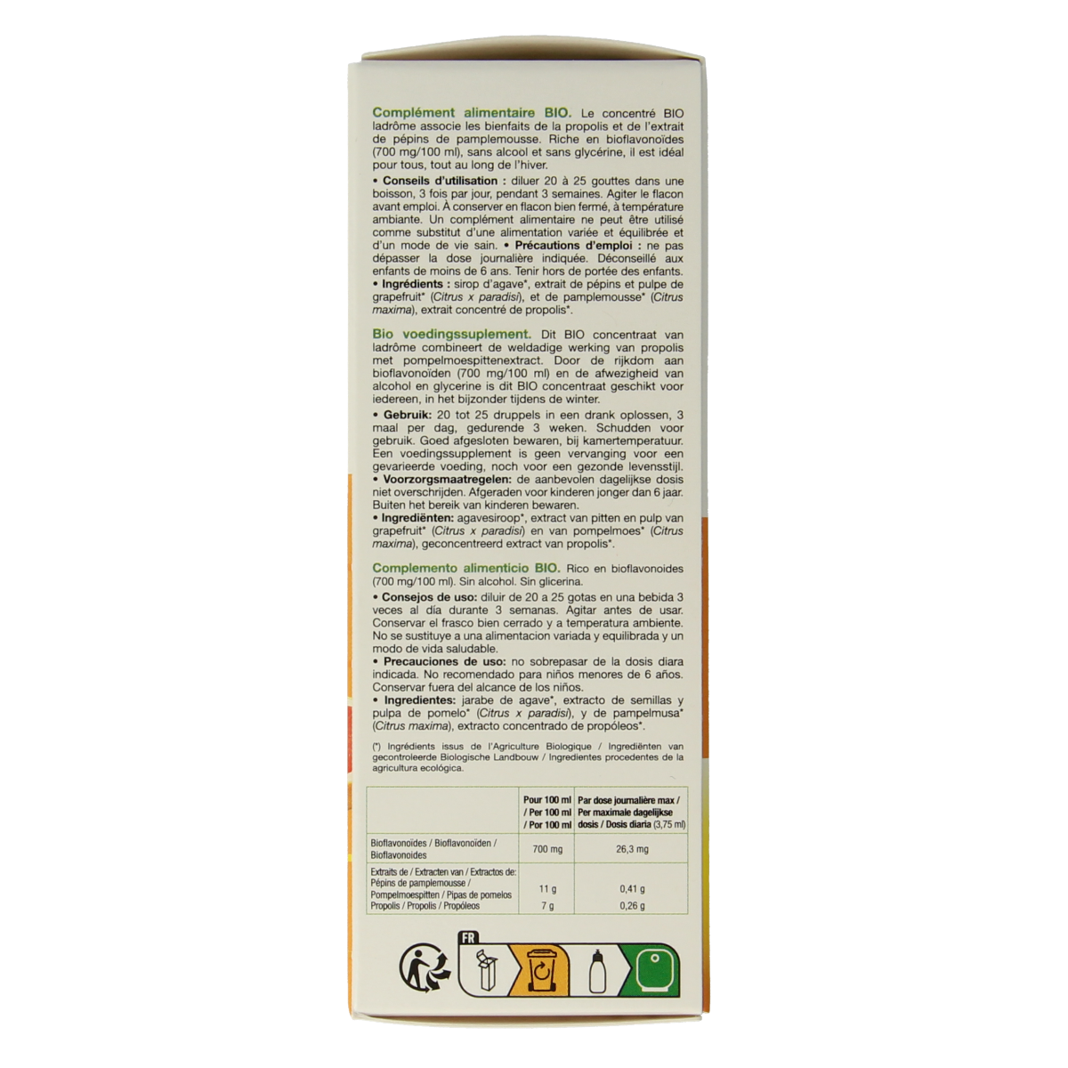 Ladrome Propolis Pompelmoes Pit Concentrate in 50ml bottle, herbal supplement with natural ingredients, bio quality.