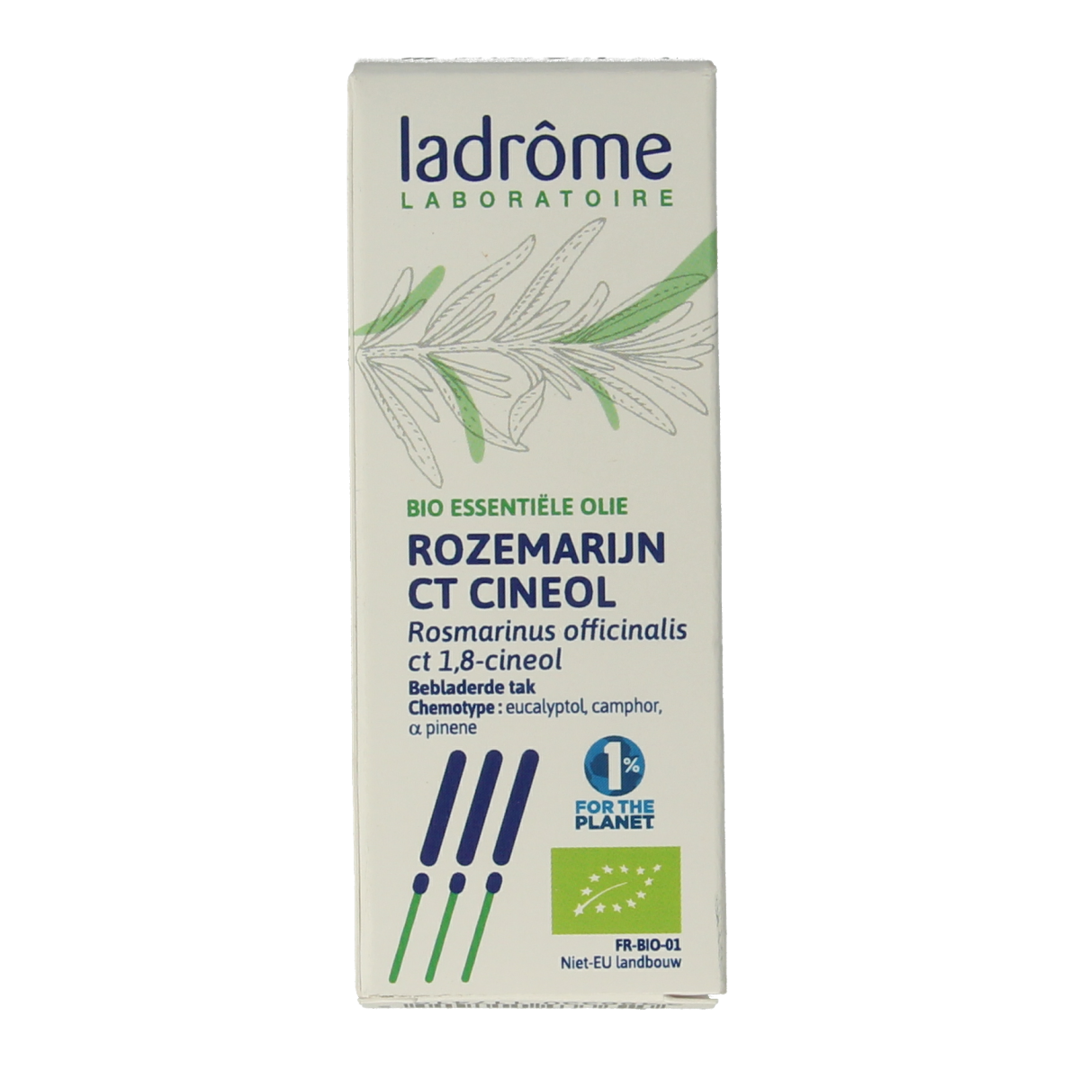 Ladrome Rozemarijn CT cineol bio herbal supplement in a 10ml bottle, used for natural health and wellness.