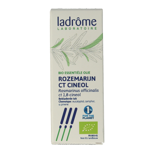 Ladrome Rozemarijn CT cineol bio herbal supplement in a 10ml bottle, used for natural health and wellness.