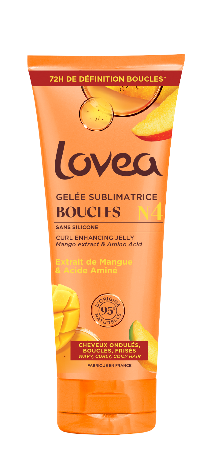 Lovea Curl Enhancing Jelly for long-lasting hold, shown in a 200ml container, ideal for defining and styling curls.
