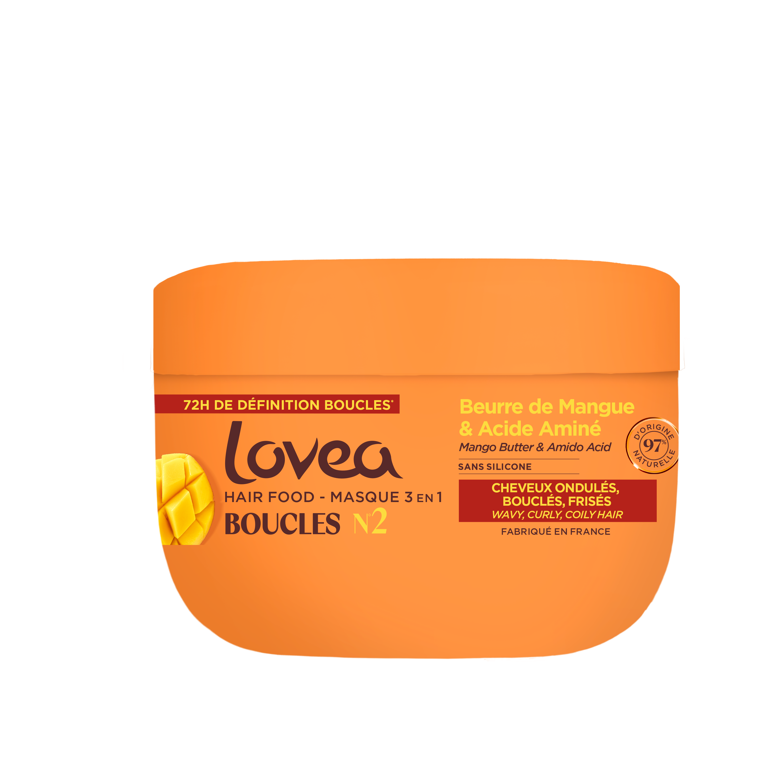 Lovea Hair Food 3-in-1 intense curl nutrition bottle with 390ml for nourishing and defining curly hair.