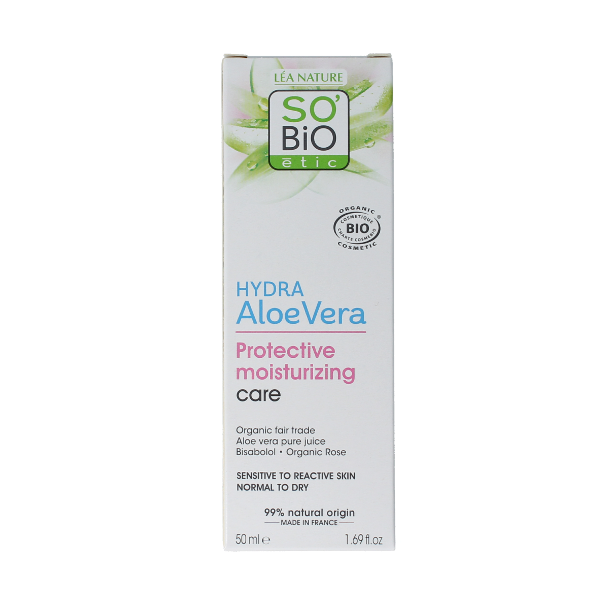 So Bio Etic Dermo Defense facial cream in 50ml jar, gentle skincare product for sensitive skin, with natural ingredients.