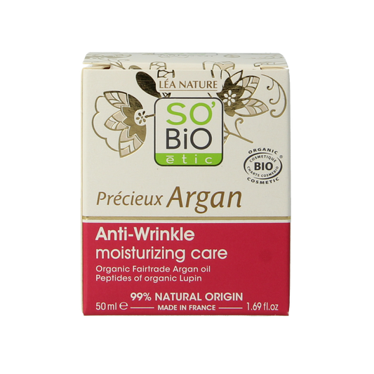 So Bio Etic moisturizing anti-wrinkle face cream in 50ml jar, designed for nourishing and reducing signs of aging.