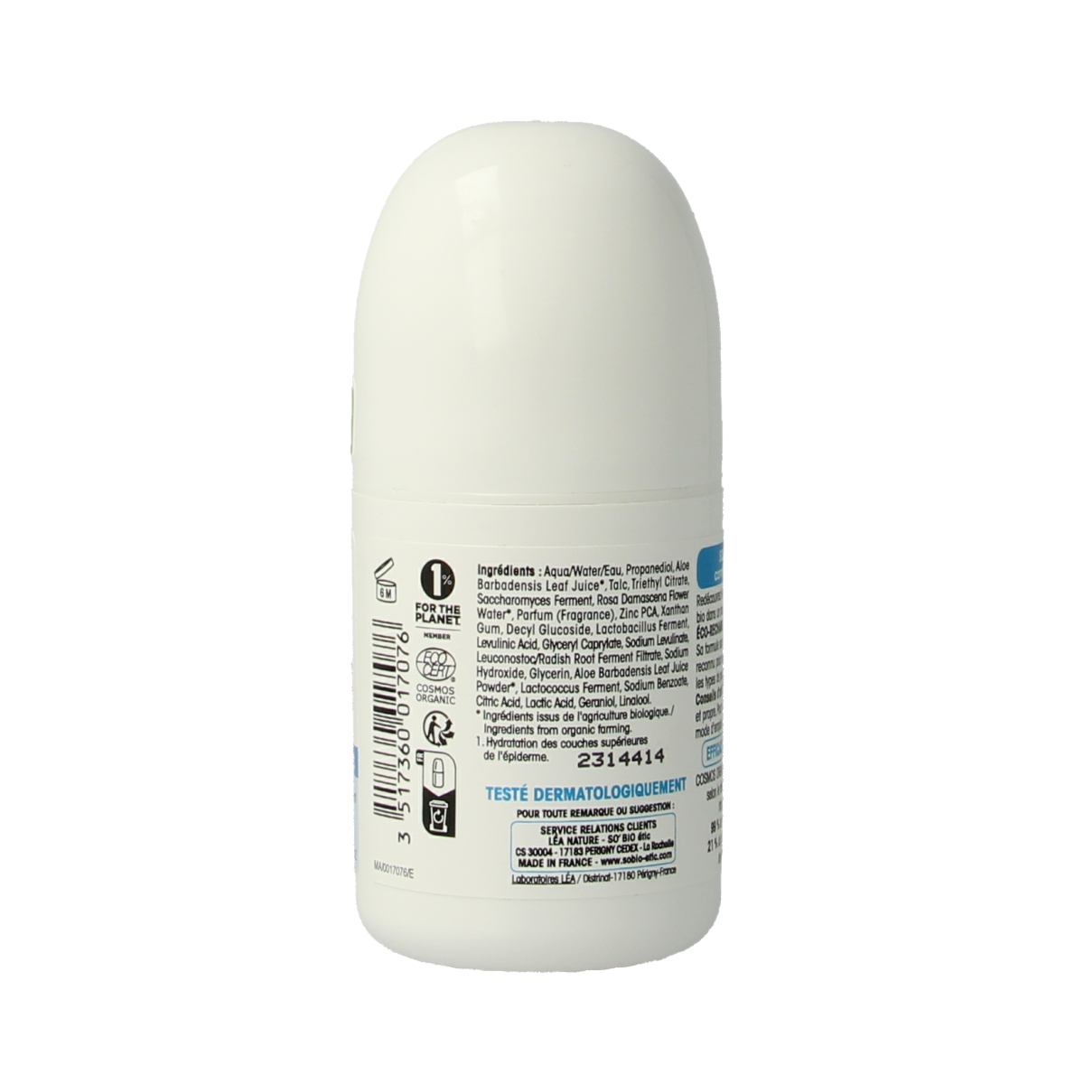 So Bio Etic women’s aloe vera bio deodorant roll-on, 50ml, natural skincare product with soothing aloe vera plant extract