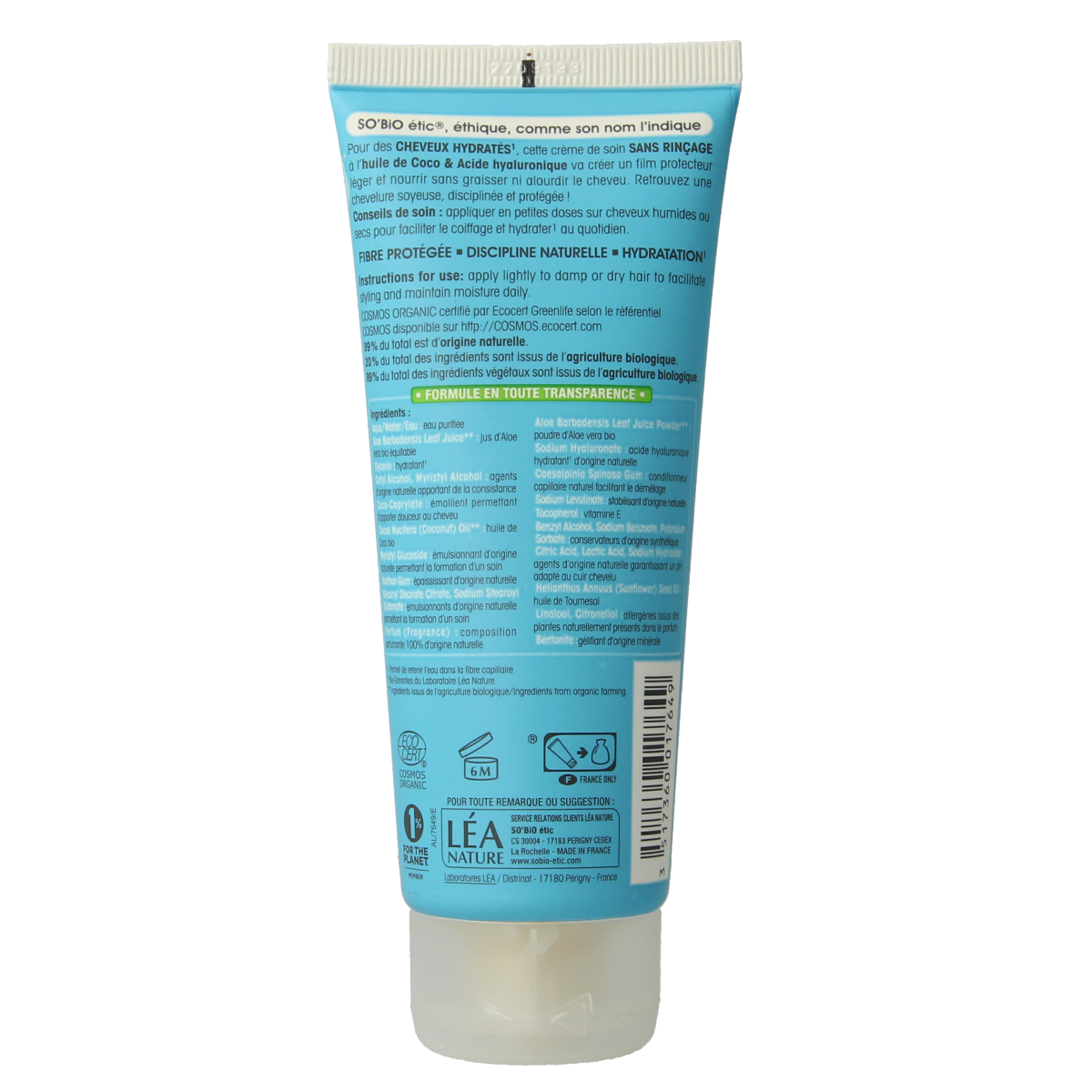 So Bio Etic leave-in hair mask with coconut and hyaluronic acid, 100ml, nourishing haircare treatment.