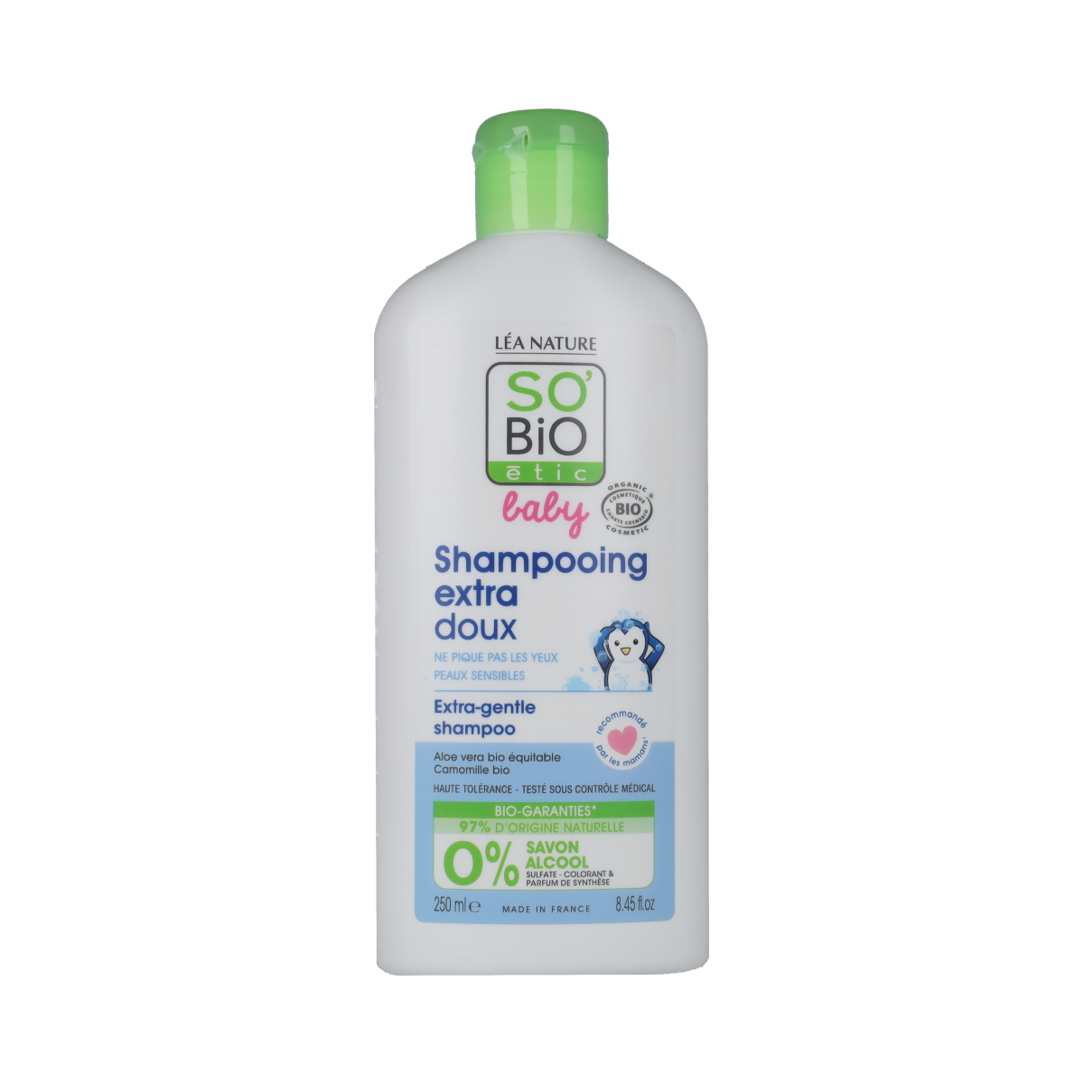 So Bio Etic Baby Micellar Shampoo bottle, gentle baby and toddler hair care, 250ml, natural and soothing formula.