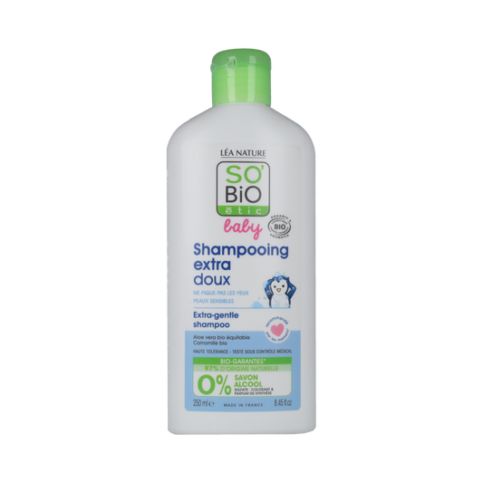 So Bio Etic Baby Micellar Shampoo bottle, gentle baby and toddler hair care, 250ml, natural and soothing formula.
