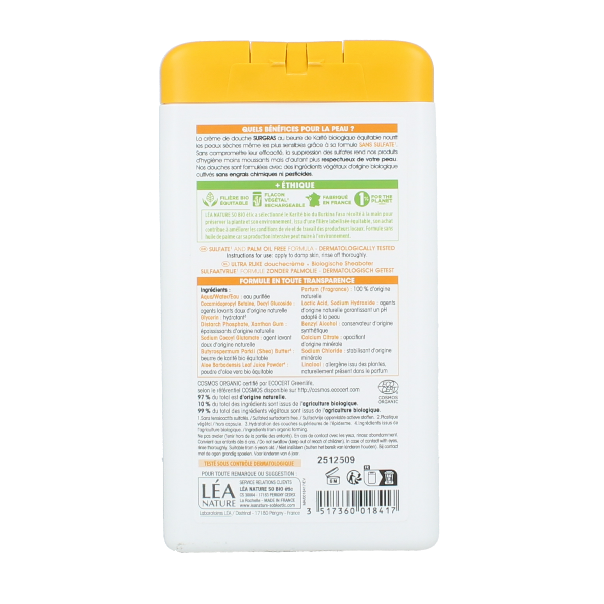 So Bio Etic ultra-rich Shea Butter shower cream in 450ml bottle, moisturizing bad en douche with nourishing ingredients.