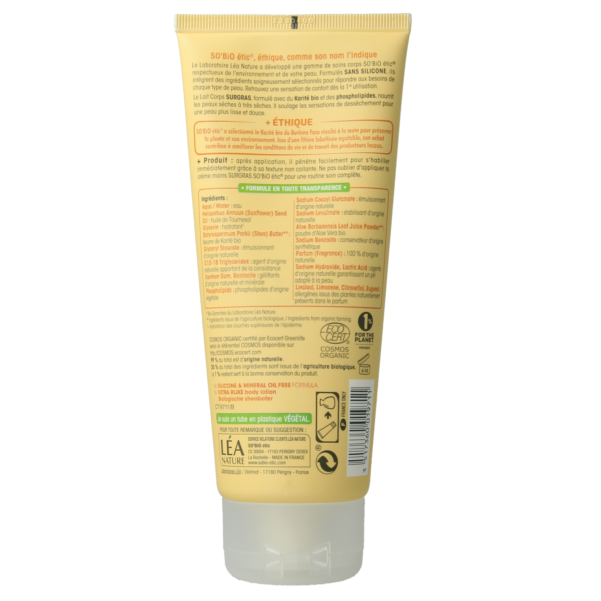 So Bio Etic ultra-rich shea butter body lotion 200ml, nourishing and moisturizing for smooth skin.