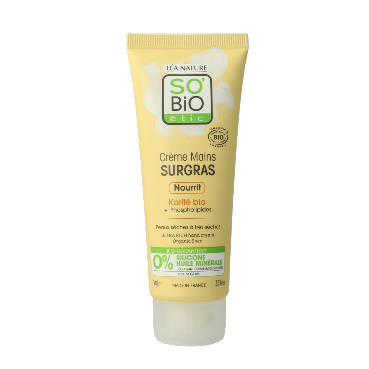 So Bio Etic Shea Butter Hand Cream in 75ml tube, nourishing hand moisturizer with natural ingredients.