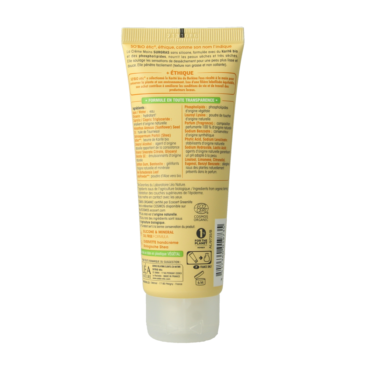 So Bio Etic Shea Butter Hand Cream in a 75ml tube, moisturizing hand care product with natural ingredients.