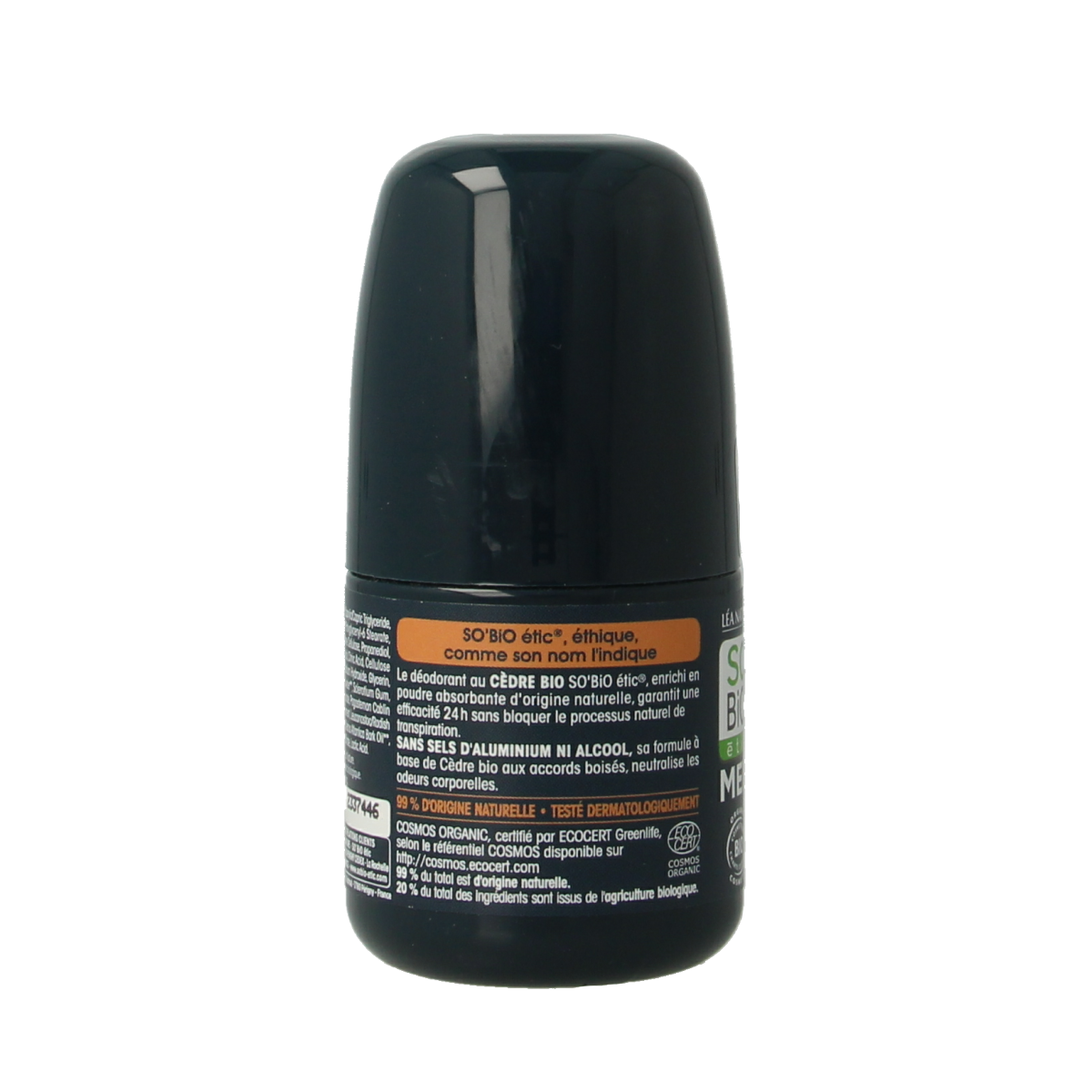 So Bio Etic men's 3-in-1 cedar deodorant spray, 50ml, natural scent, eco-friendly skincare product with cedar aroma