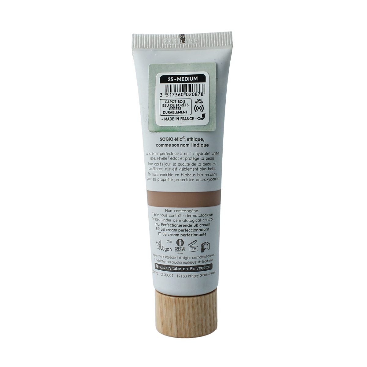 So Bio Etic BB Cream 5in1 Perfect 25 Medium, 30ml, facial skincare product with a smooth, lightweight texture in a tube.