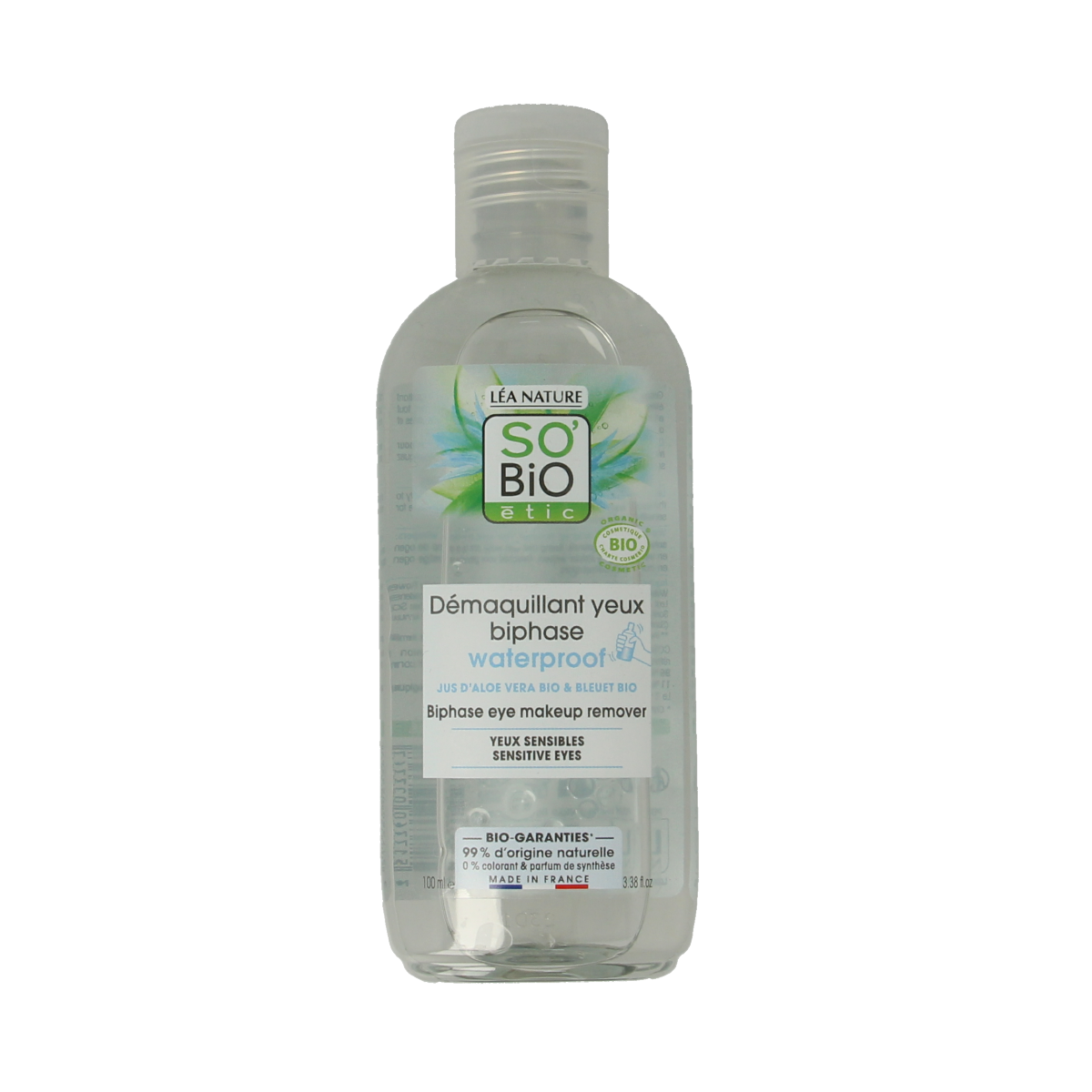 So Bio Etic eye makeup remover in 100ml bottle, gentle facial skincare product for removing eye makeup effectively