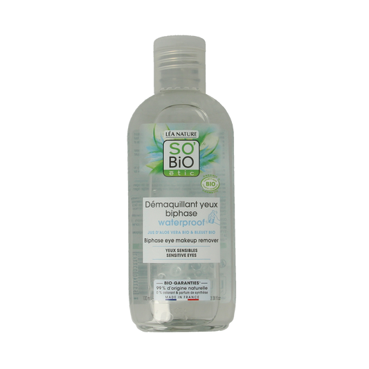 So Bio Etic eye makeup remover in 100ml bottle, gentle facial skincare product for removing eye makeup effectively