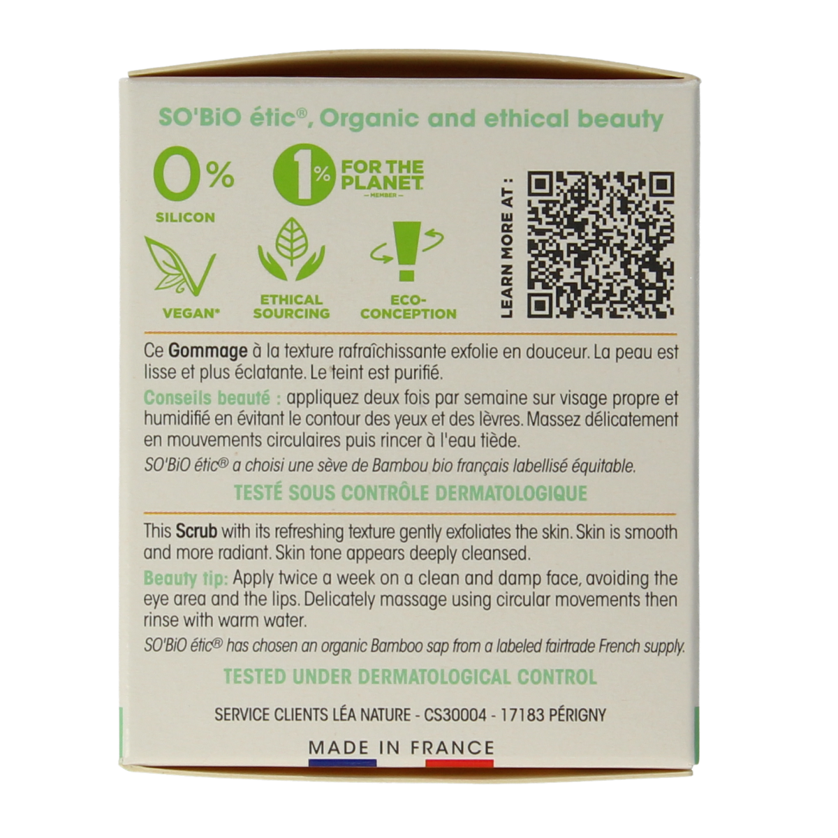 So Bio Etic Bamboo Deep Cleansing Smoothing Scrub for face, 50ml, with bamboo particles and gentle exfoliating texture.