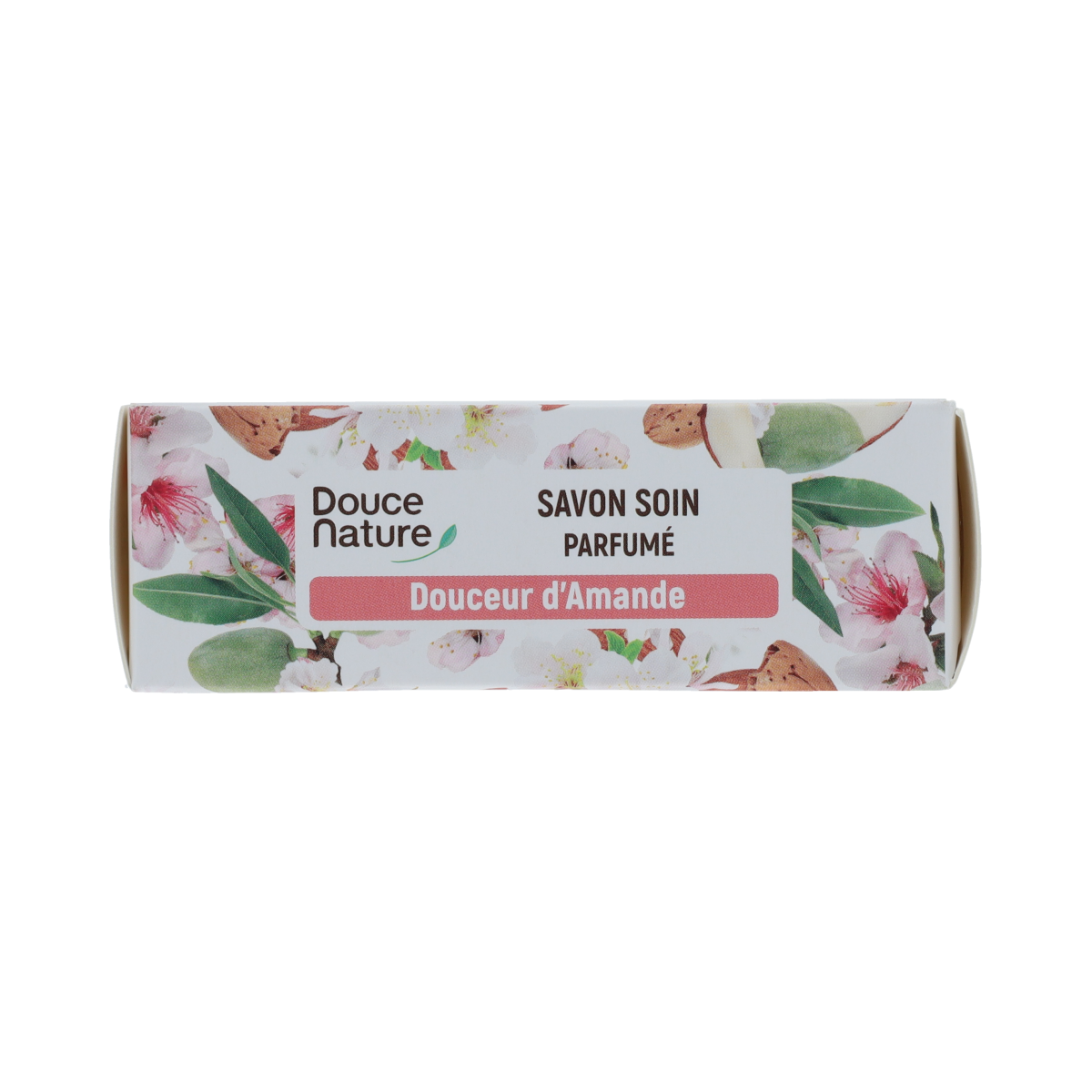 Douce Nature Almond Zeep bar 100g with a creamy, almond-scented soap showing the packaging and natural ingredients.