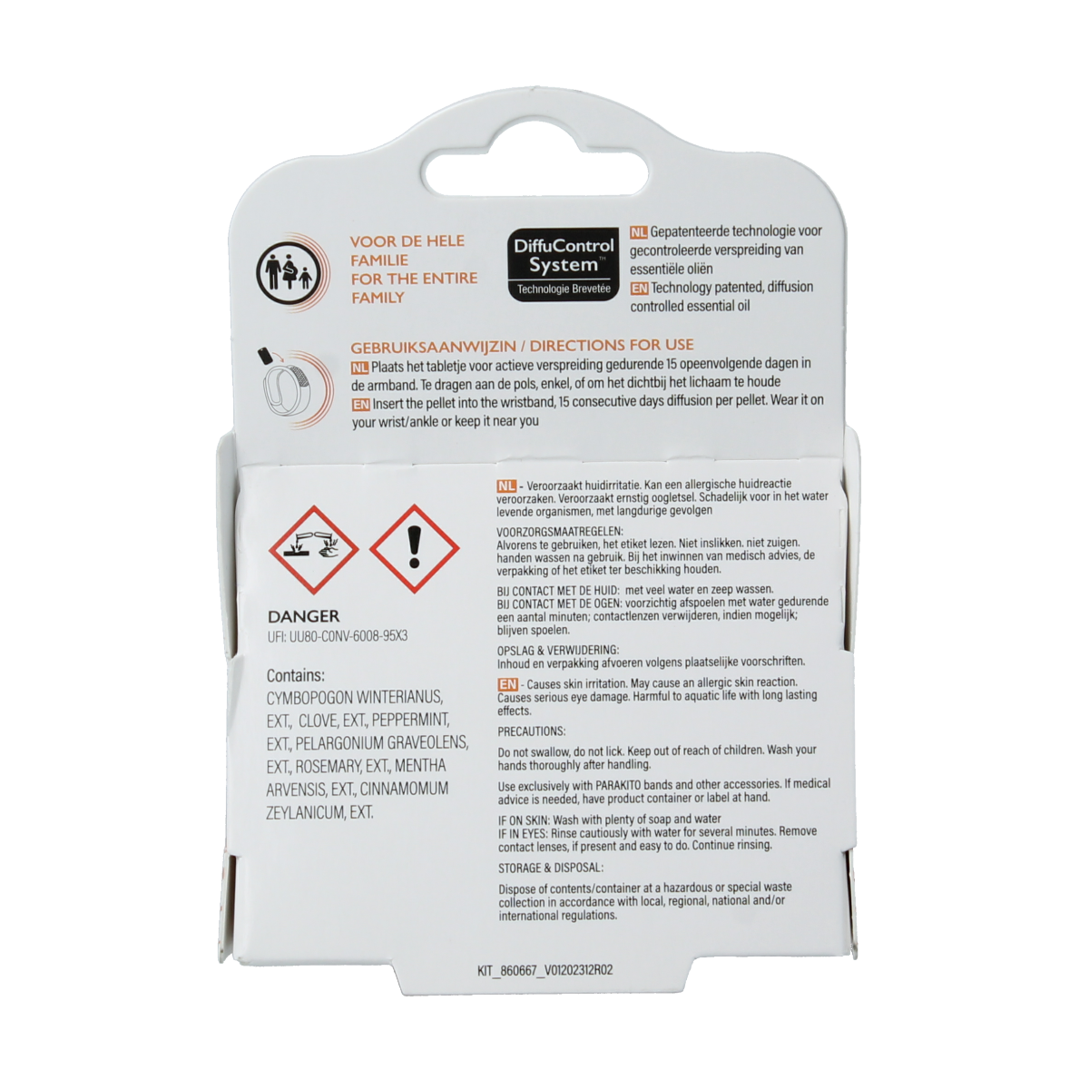 Parakito anti-mug armband refills, 2-pack, for insect bite and sting protection, with visible refill cartridges in the image.