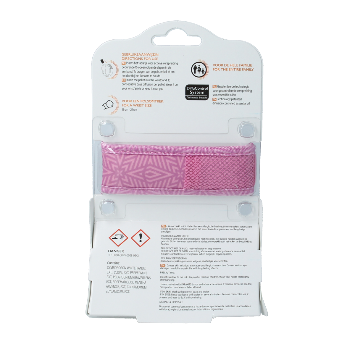 Parakito Anti-mug armband for adults in violet, designed to protect against insect bites.