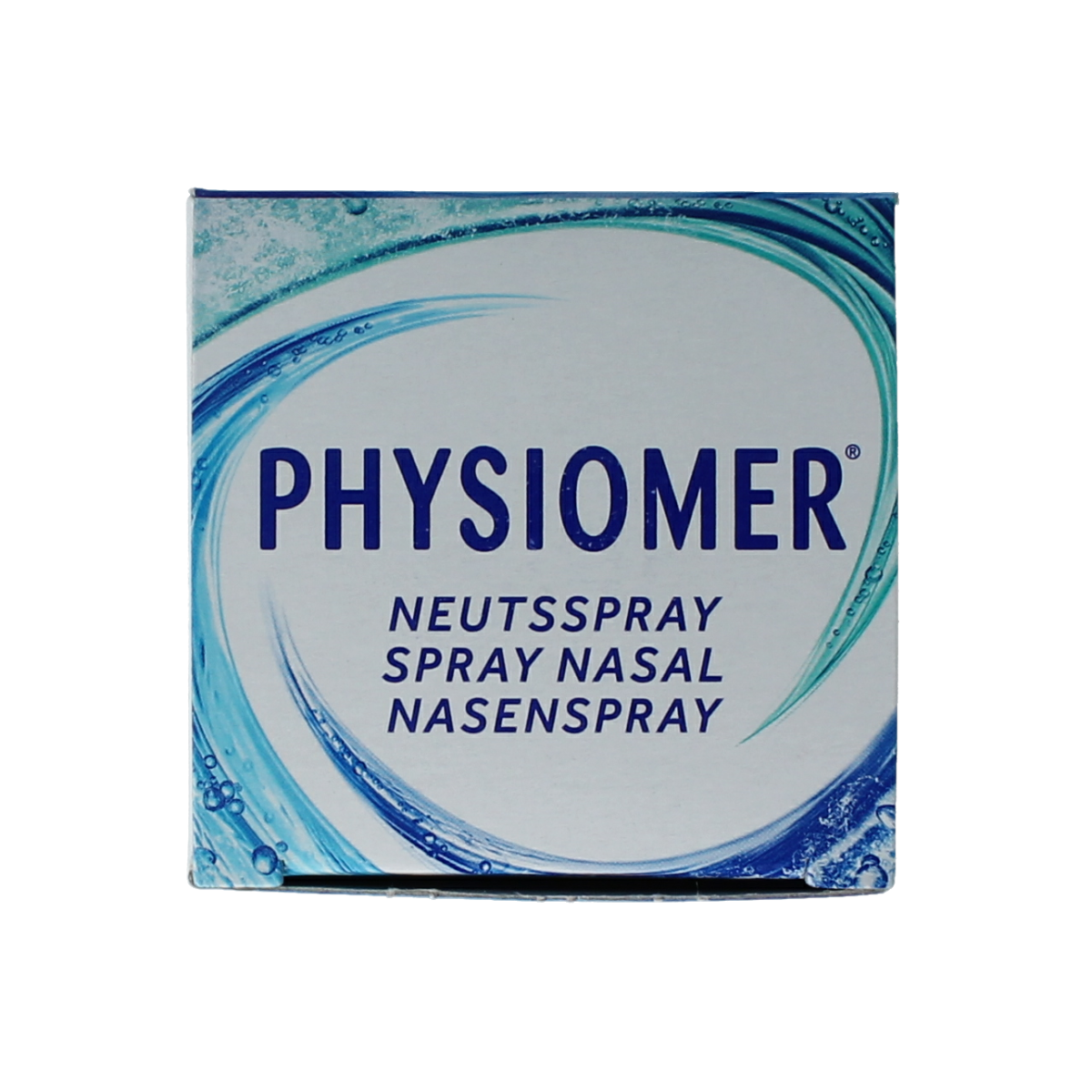 Physiomer Strong jet nasal spray bottle with 210ml capacity for nasal care and inhalation, branded Physiomer.