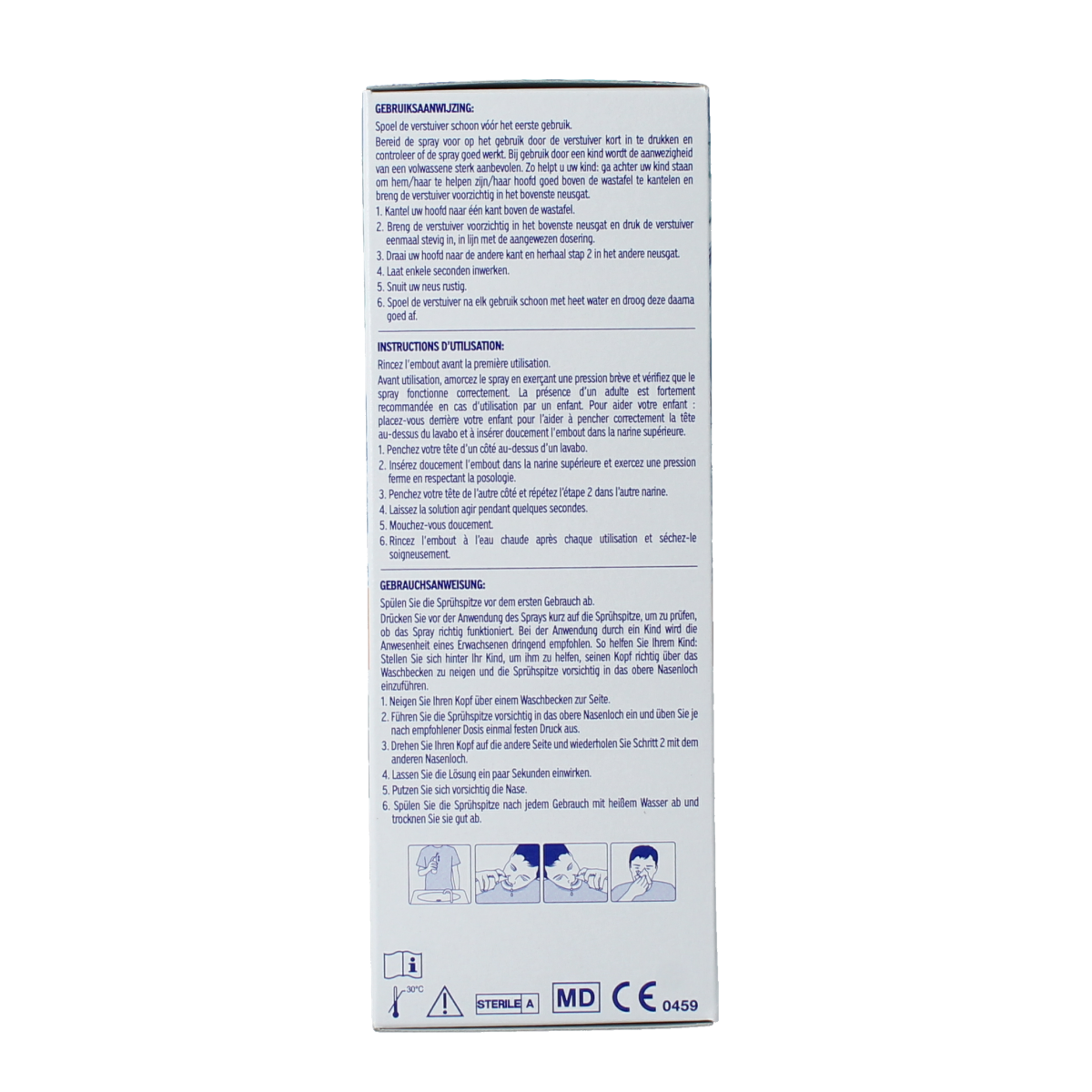 Physiomer Kids nasal spray bottle in 135ml, nasal care and inhalation product for children, with blue and white packaging.