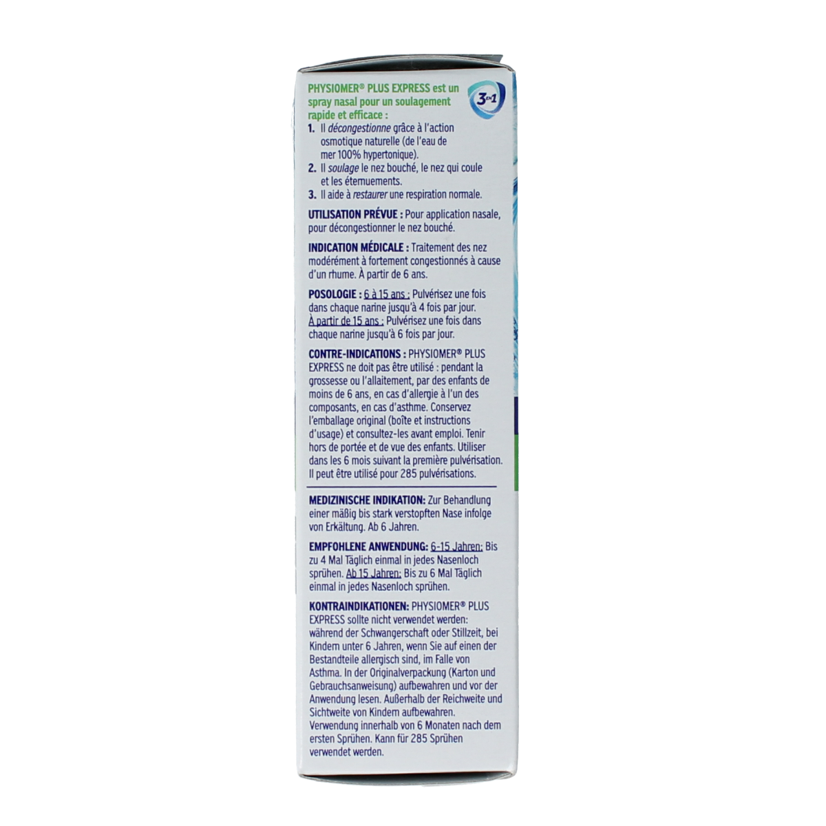 Physiomer Plus nasal care and inhalation spray in 20ml bottle, designed for nasal hygiene and relief.
