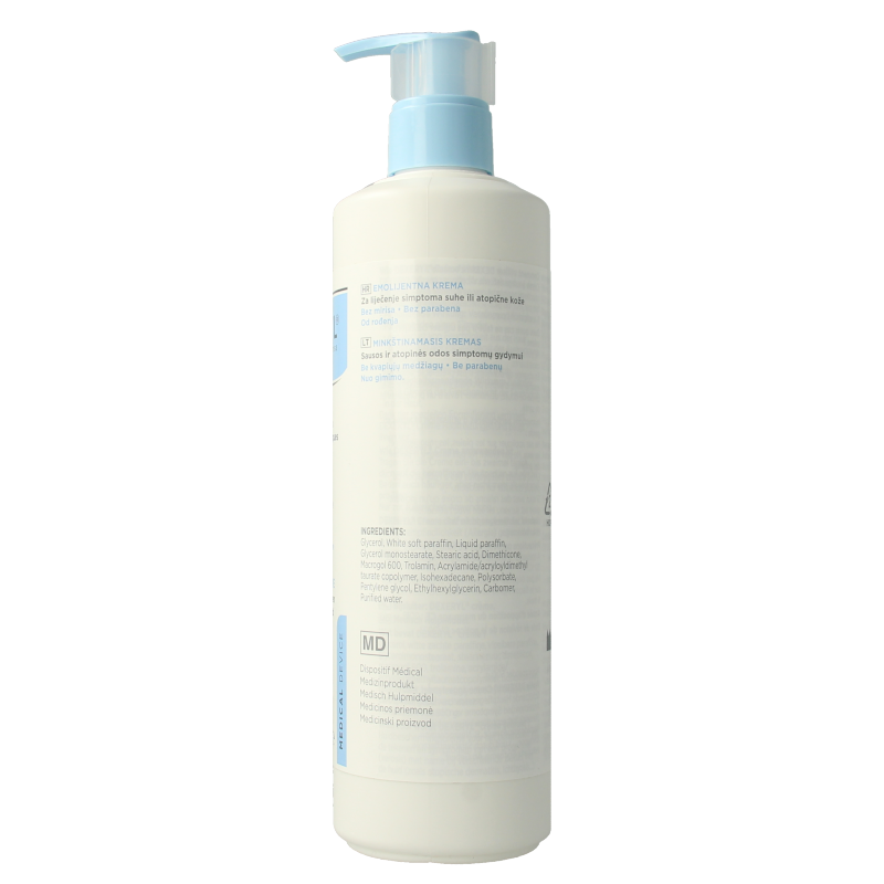 Pierre Fabre Dexeryl body cream in a 500g jar, moisturizing skincare product for sensitive skin.