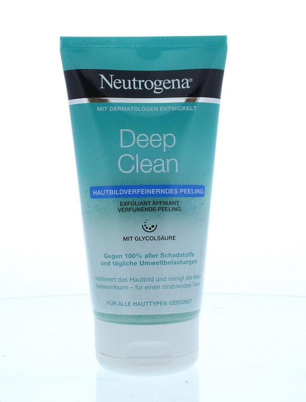 Neutrogena Deep Clean facial peeling in 150ml tube, exfoliating skincare product for deep cleansing and refreshed skin.