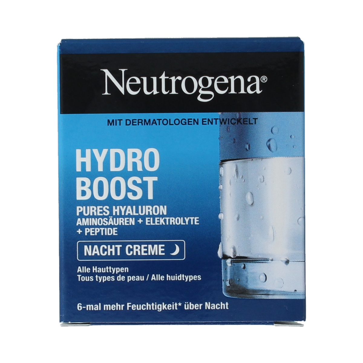 Neutrogena Hydro Boost sleeping mask cream in 50ml jar, hydrating facial skincare product with blue gel texture.