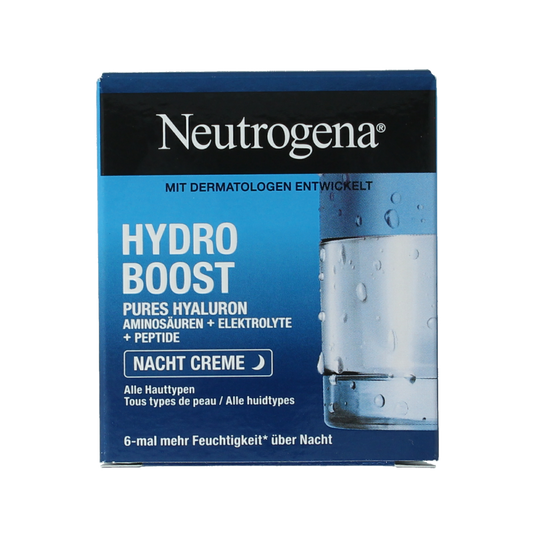 Neutrogena Hydro Boost sleeping mask cream in a 50ml jar, hydrating face skincare product with blue and white packaging.