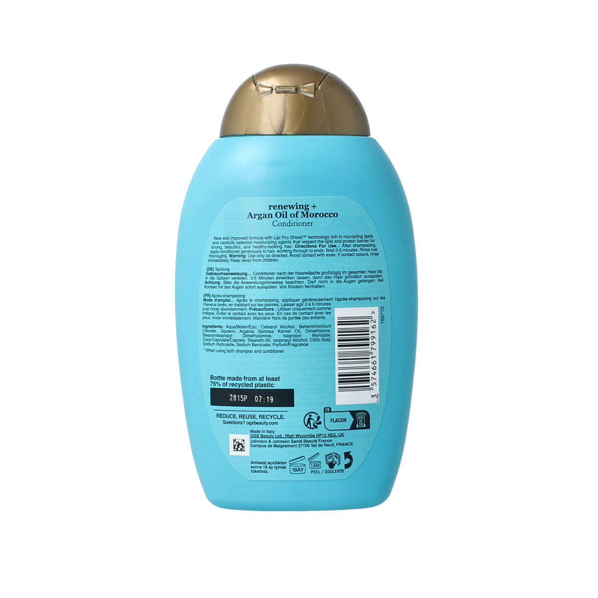 OGX Argan Oil Morocco Hair Conditioner in 385ml bottle, showing smooth hair and nourishing formula for healthy hair care.