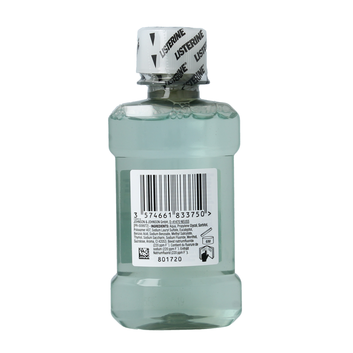 Listerine Cool Mint mouthwash in 80ml bottle, mild antiseptic oral rinse for fresh breath and oral hygiene.