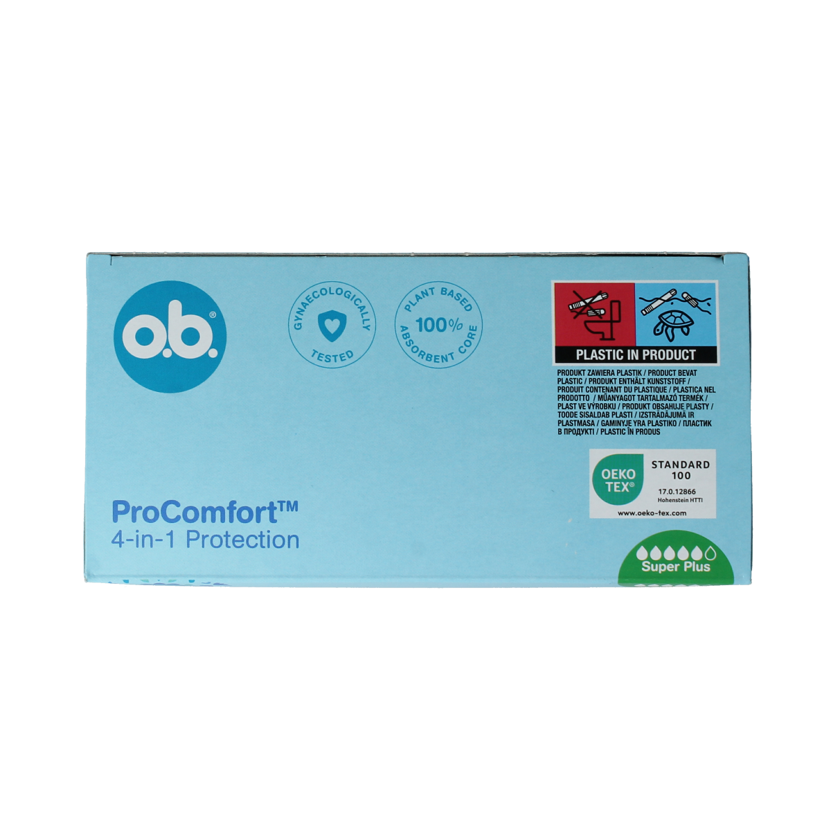 OB Tampons Pro Comfort Advanced Super Plus, 32-pack, feminine hygiene tampons for heavy flow, discreet and comfortable.