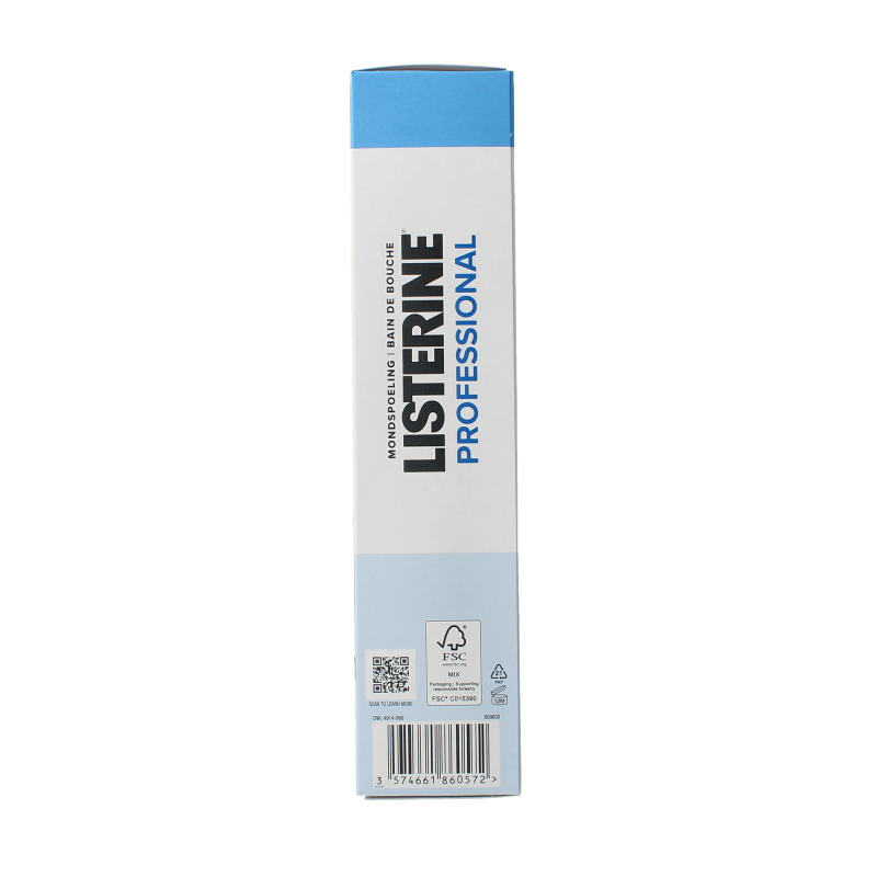 Listerine professional fresh breath mouthwash in a 500ml bottle, offering effective oral hygiene and breath freshening.