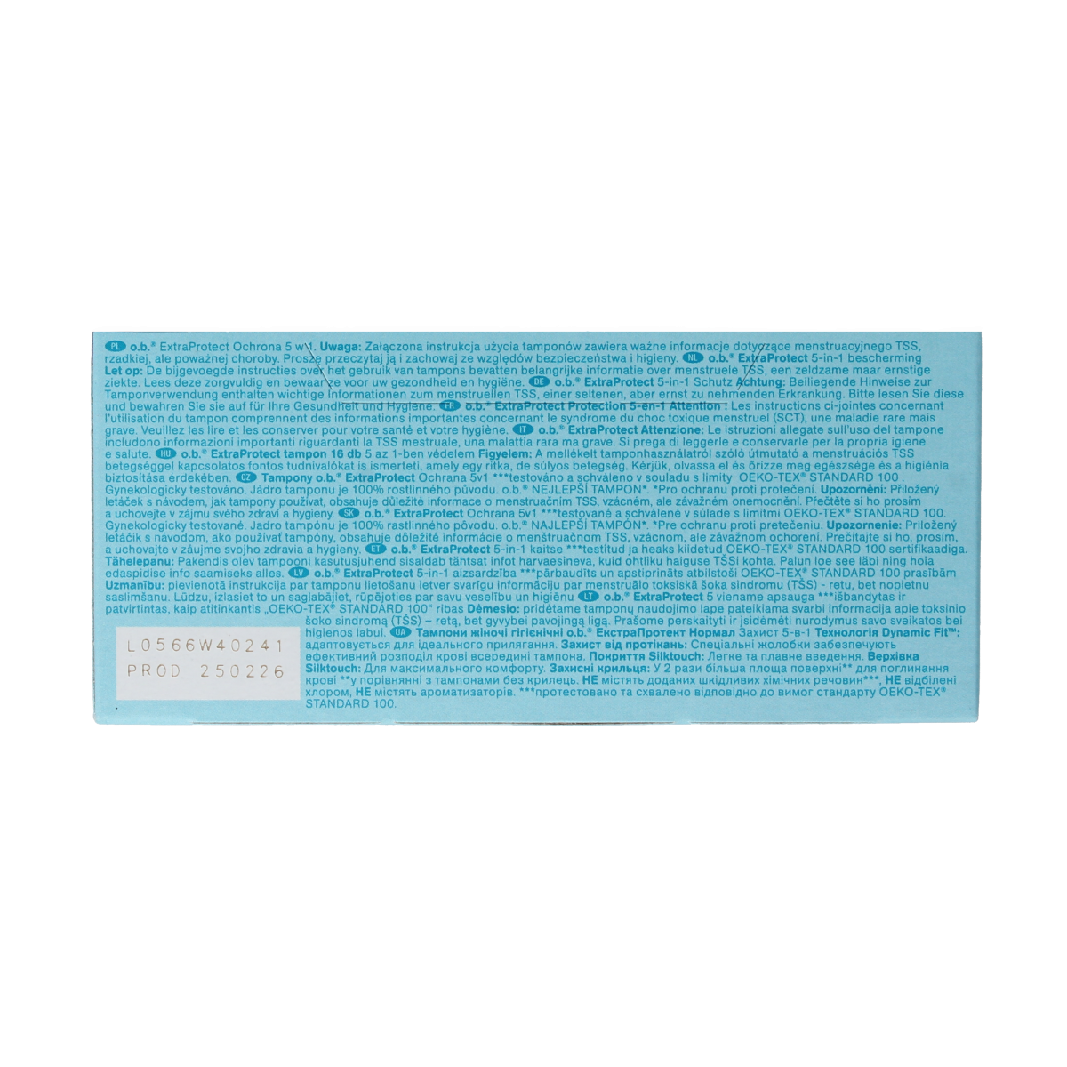 OB Tampons Extra Protect Normal, 16-pack, feminine hygiene tampons with extra protection, displayed in the image.