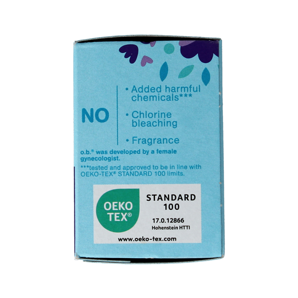 OB Tampons Extra Protect Super, pack of 16, feminine hygiene tampons by OB showing the product packaging.