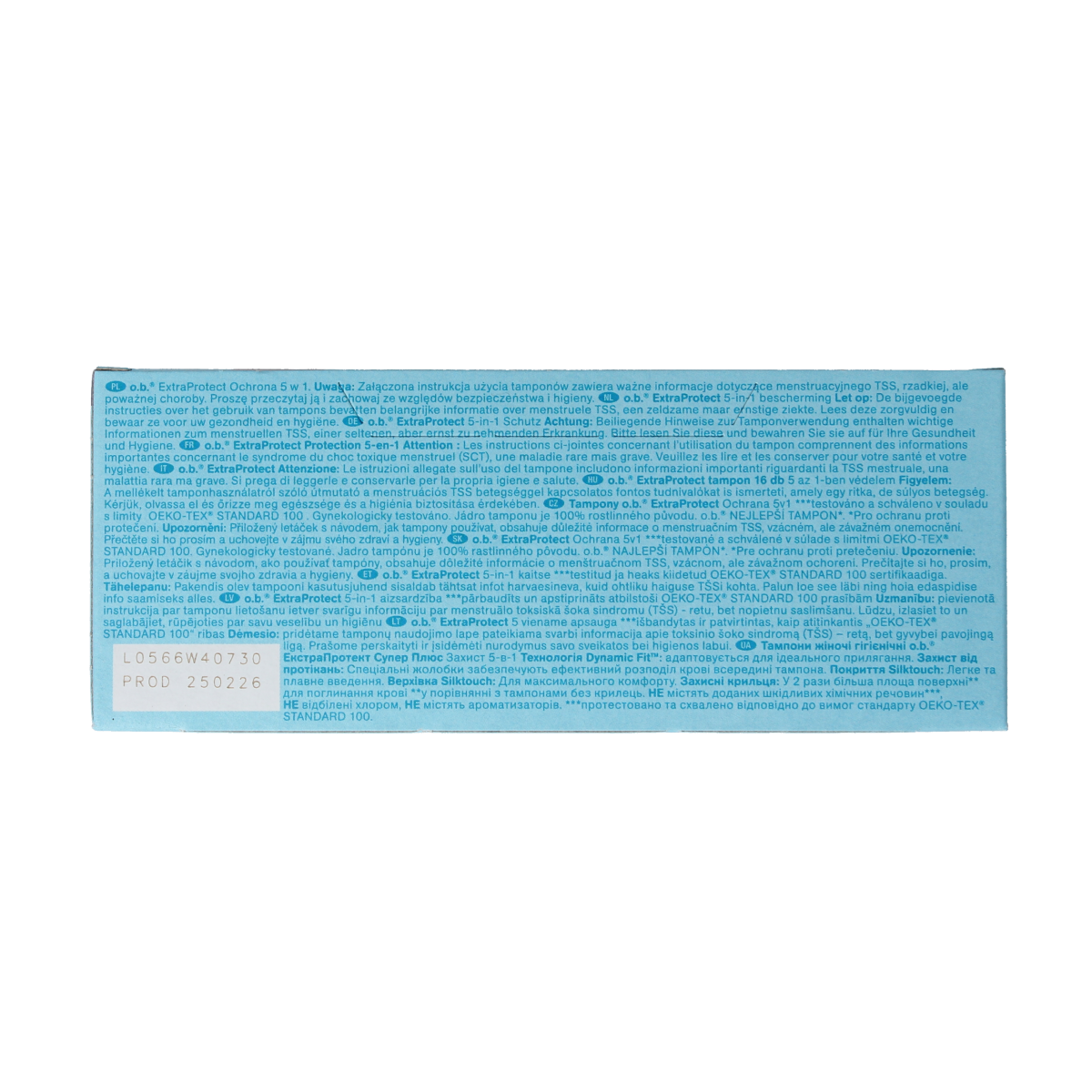 OB Tampons Extra Protect Super Plus, 16-pack, feminine hygiene tampons with high absorbency for women.