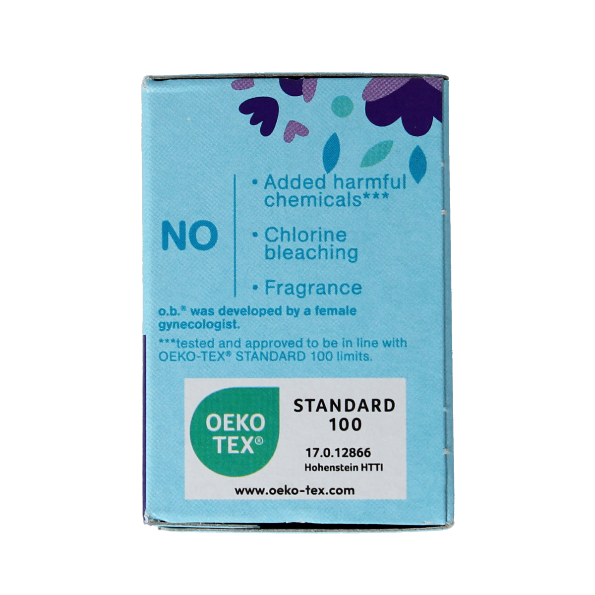 OB Tampons extra protect super plus, 16-pack, showing individually wrapped tampons with applicators for women’s menstrual protection.