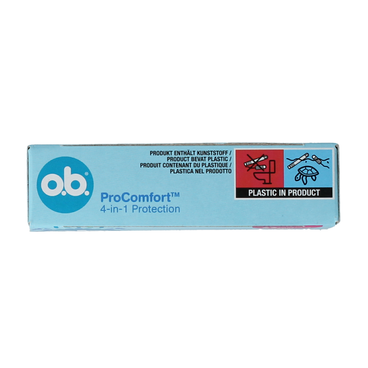 OB Tampons Pro Comfort Advanced Mini, package of 16, feminine hygiene tampons designed for comfort and protection.