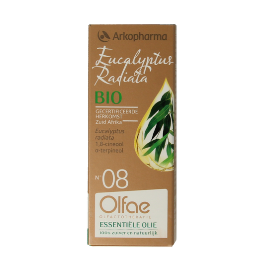 Olfae Eucalyptus radiata bio essential oil in a 10ml bottle, part of Olfae’s herbal preparations collection.