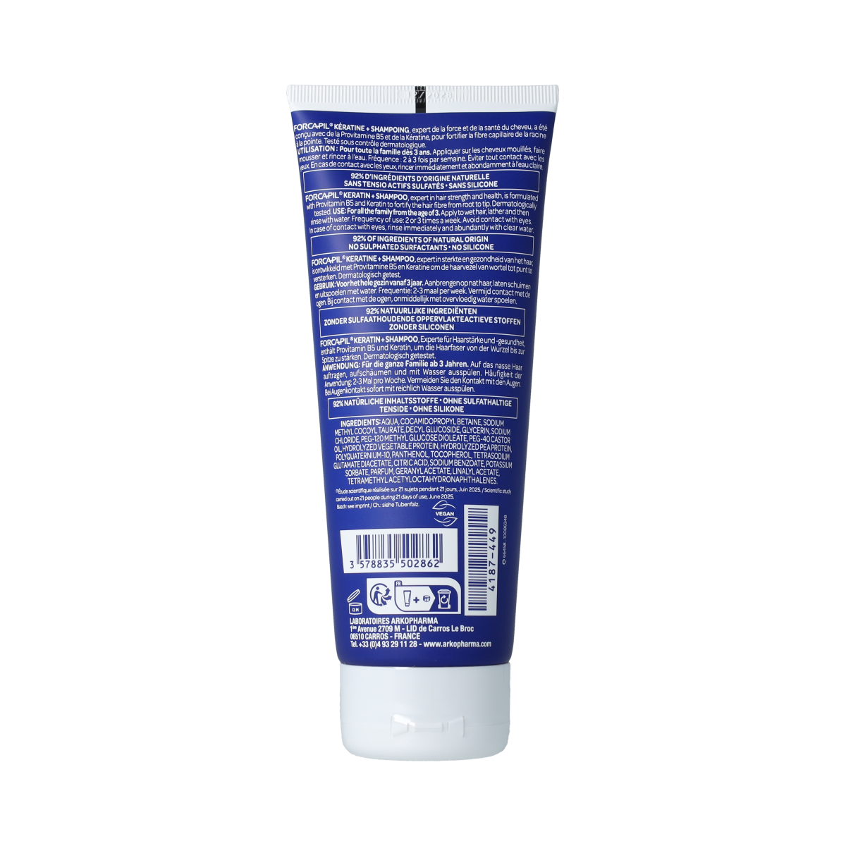 Forcapil Versterkende shampoo in 200ml bottle, a hair care product designed to strengthen and nourish hair.