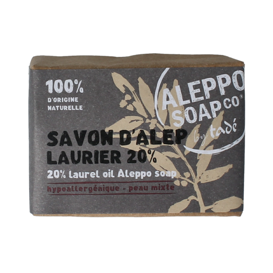 Aleppo Soap Co Zeep with 20% laurel, 200g, natural soap bar with traditional olive and laurel ingredients.